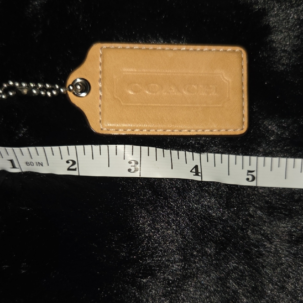 Coach Light Brown Leather Tag Keychain